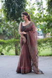 Cherry Charm- Red Ajrakh Kota Doria Saree
