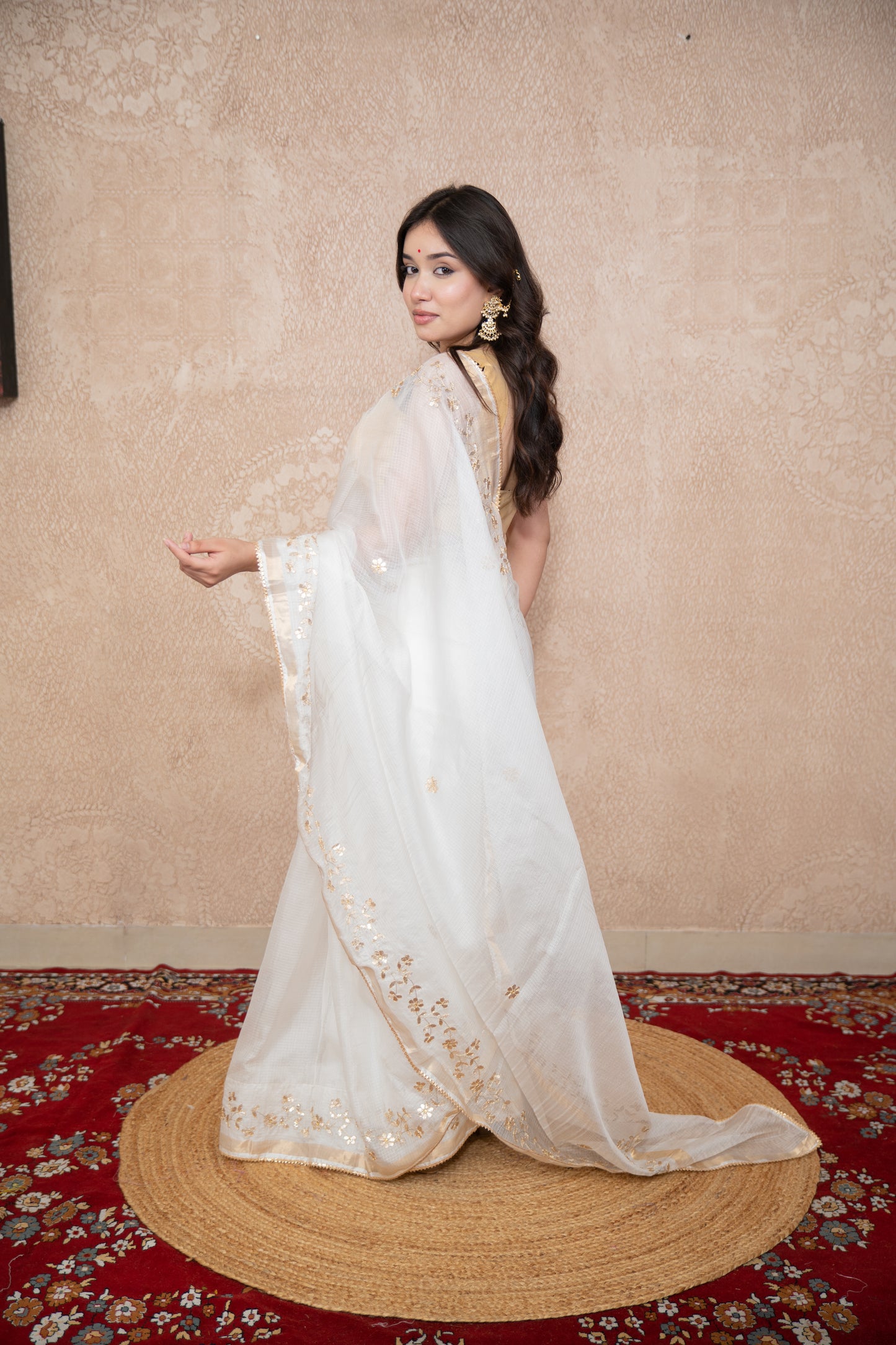 Chandrika- White Floral Gota Saree