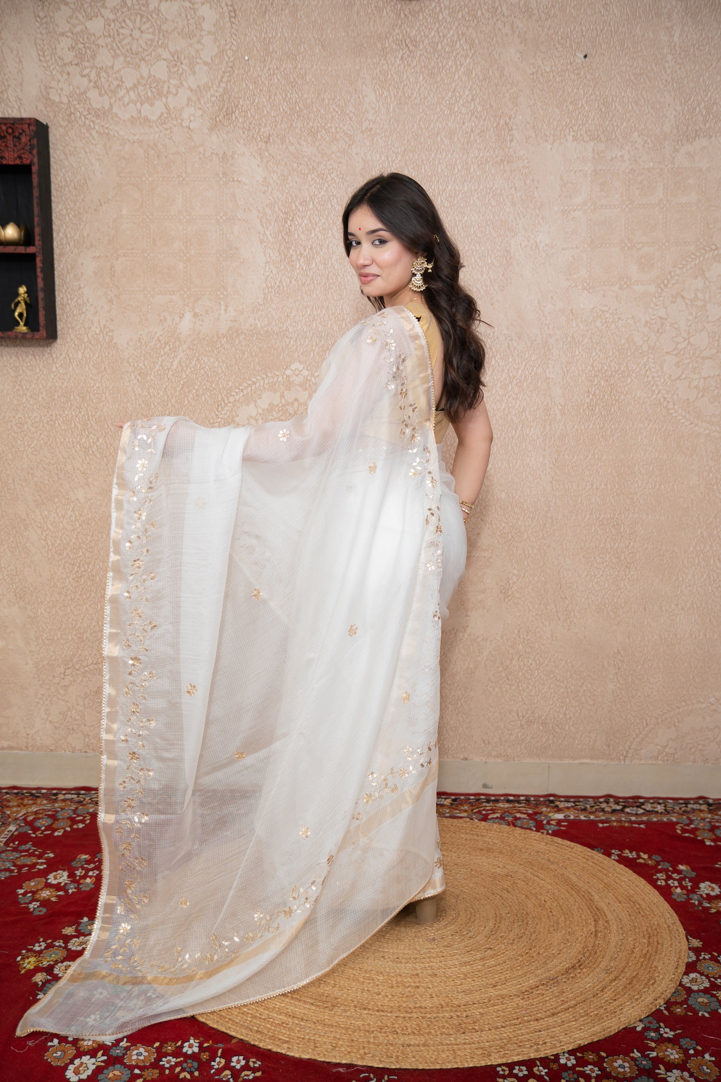 Chandrika- White Floral Gota Saree