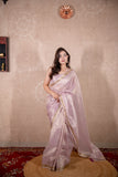 Charu- Lavender Zari Linen Saree
