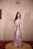 Charu- Lavender Zari Linen Saree