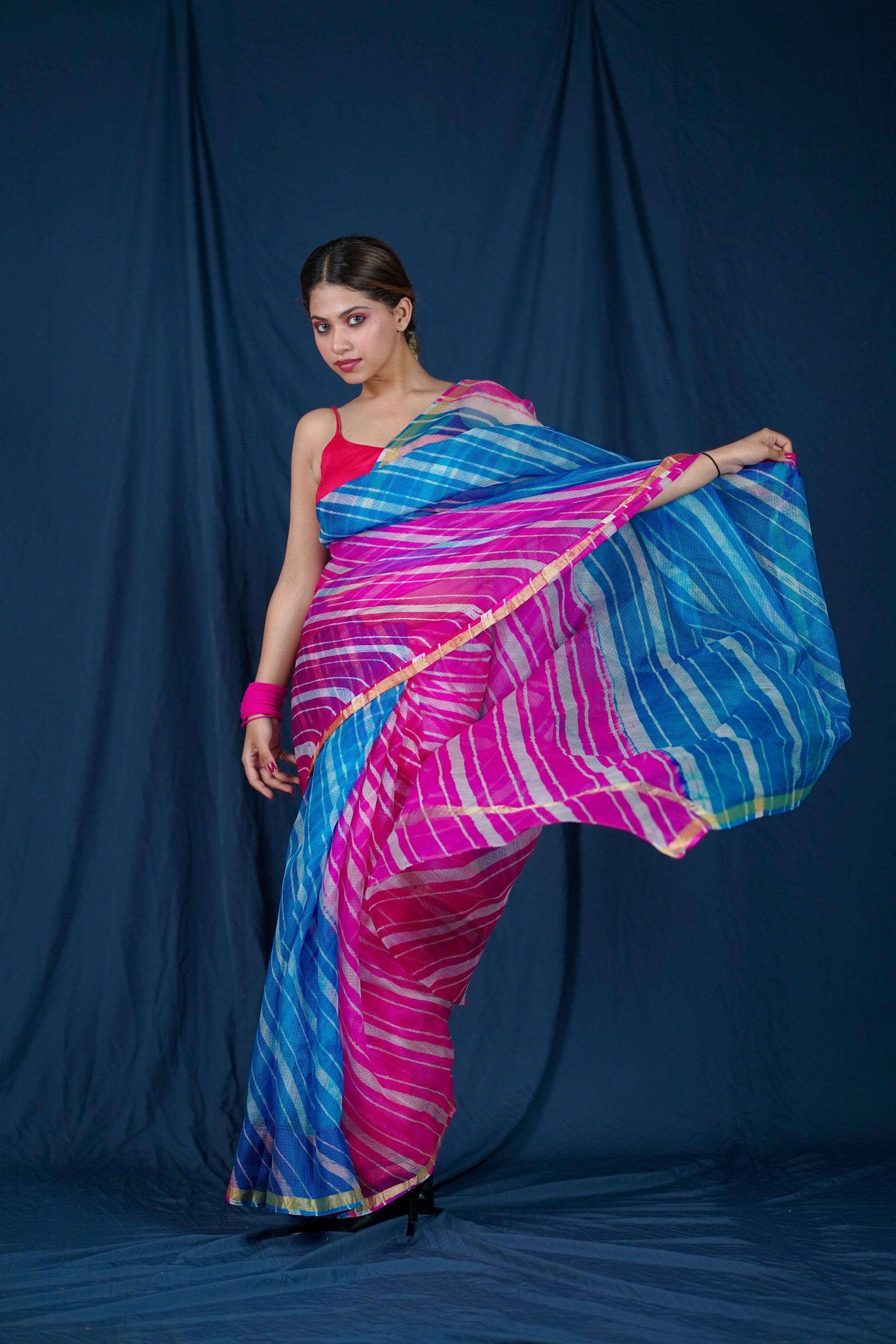 Neela Pardesi - Blue Leheriya Saree