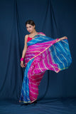 Neela Pardesi - Blue Leheriya Saree
