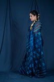 Blue Stripes- Printed Kota Doria Saree