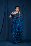 Blue Stripes- Printed Kota Doria Saree