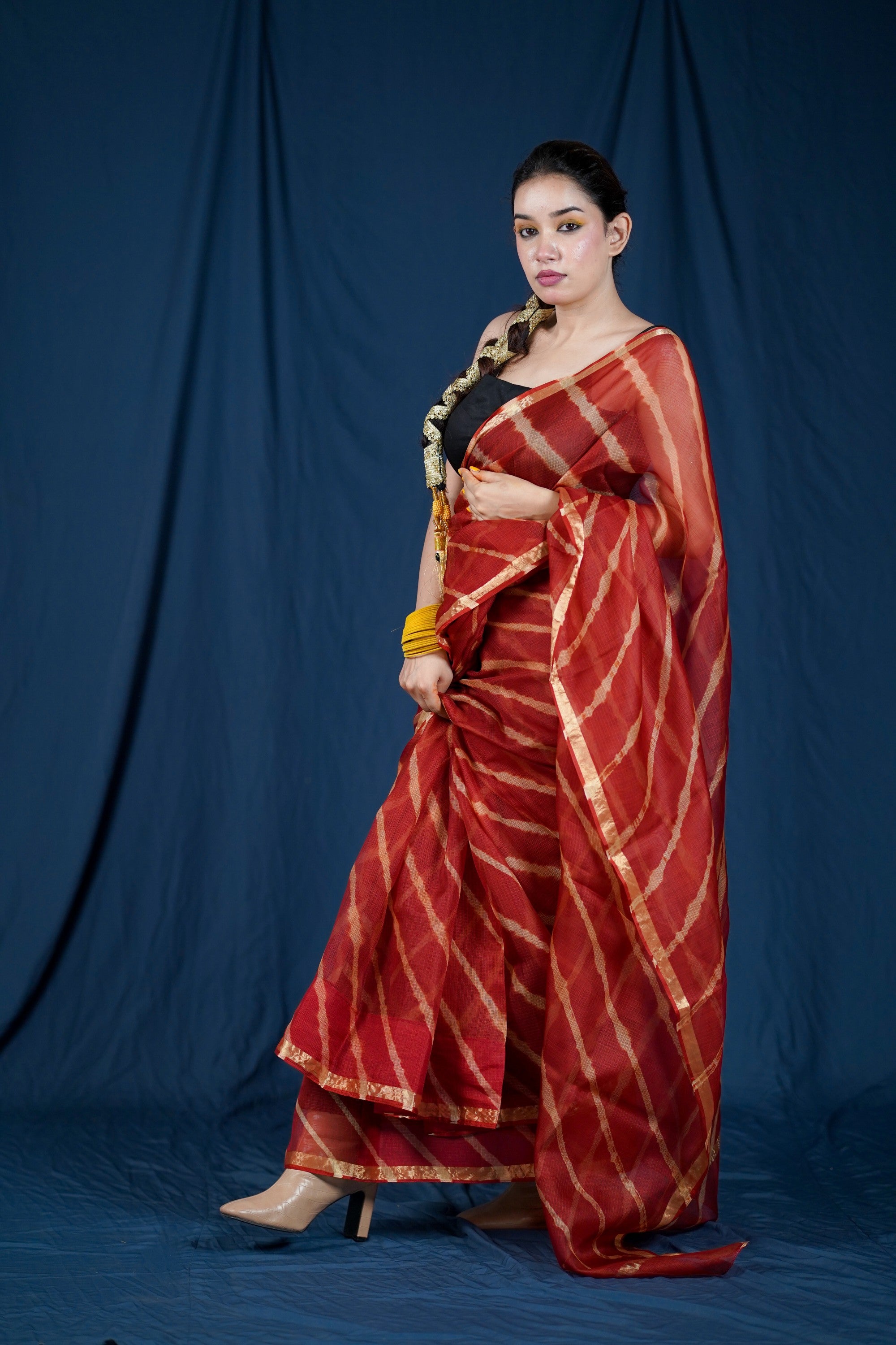 Raj Rani - Red Kota Silk Leheriya Saree