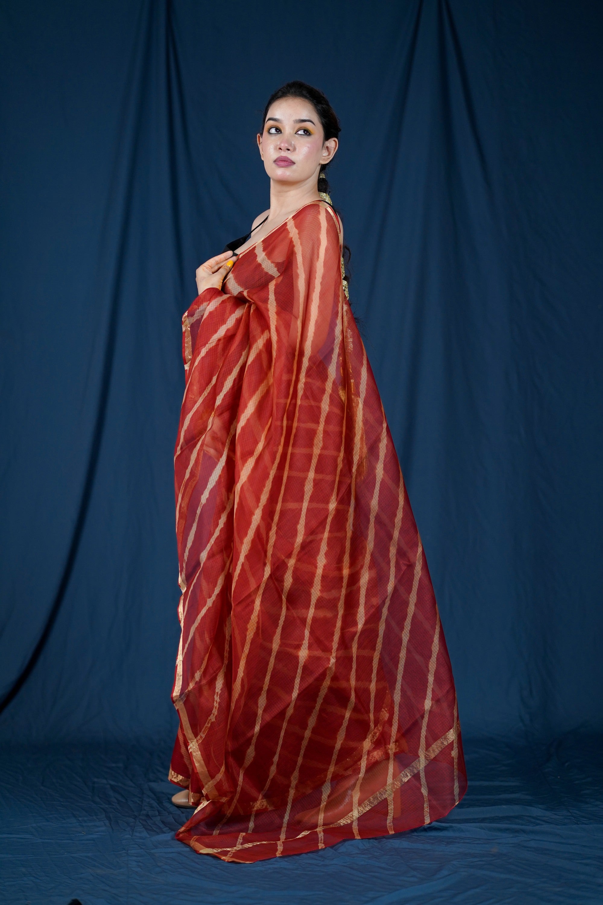 Raj Rani - Red Kota Silk Leheriya Saree
