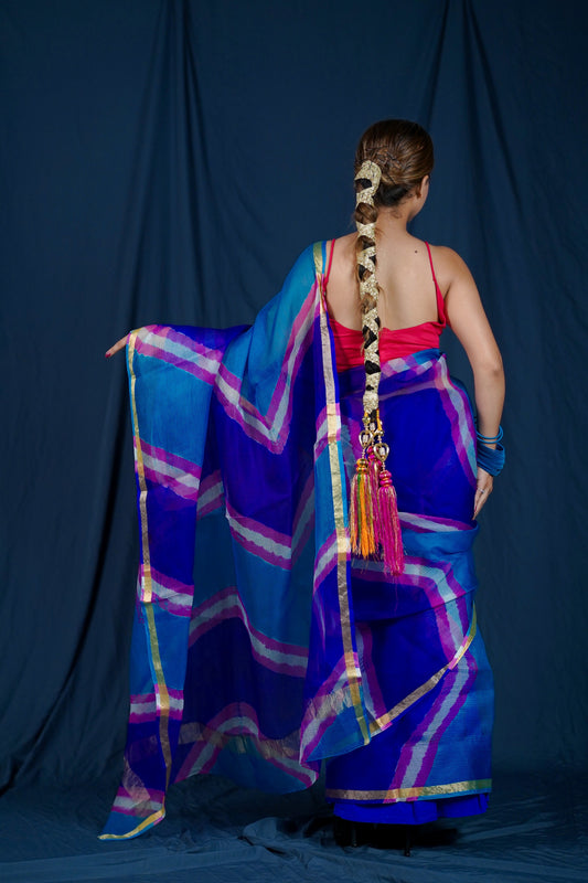 Sangam - Blue Purple Silk Saree