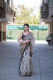 Skyline Elegance - Cream Maheshwari Silk Saree