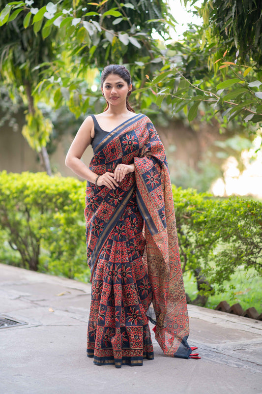 Sapphire Symphony - Maheshwari Silk Saree