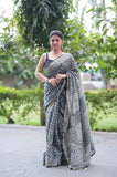 Slate Symphony- Maheshwari Silk Saree
