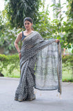 Slate Symphony- Maheshwari Silk Saree