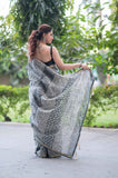 Slate Symphony- Maheshwari Silk Saree