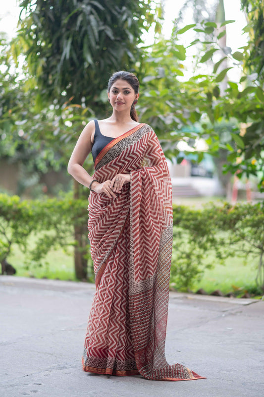 ZigZag Bliss- Kota Doria Saree