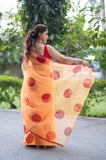 Mathe Ri Bindu- Orange Kota Doria Saree