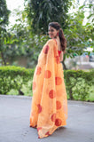 Mathe Ri Bindu- Orange Kota Doria Saree