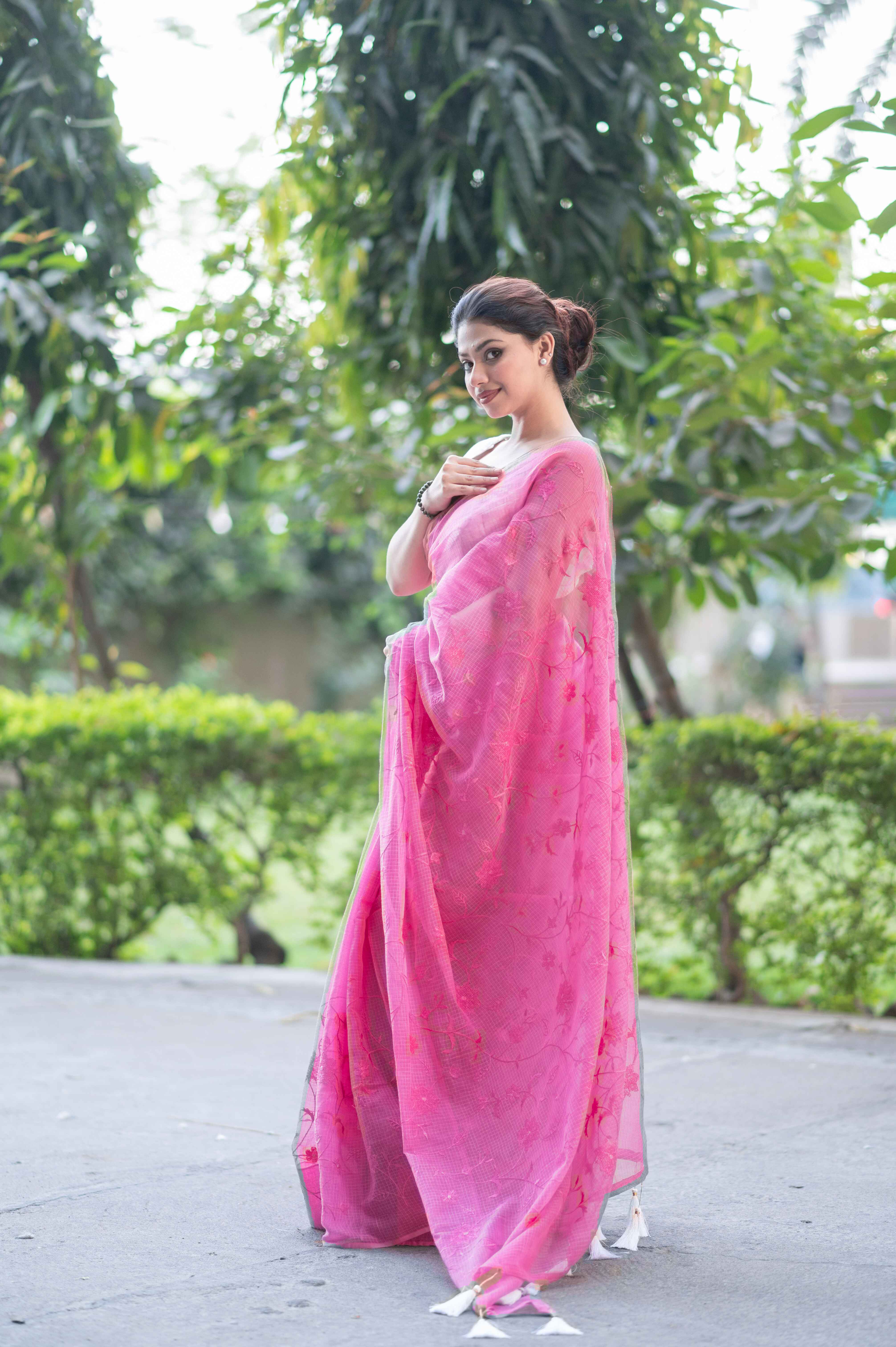 Pink Whisper- Kota Doria Saree
