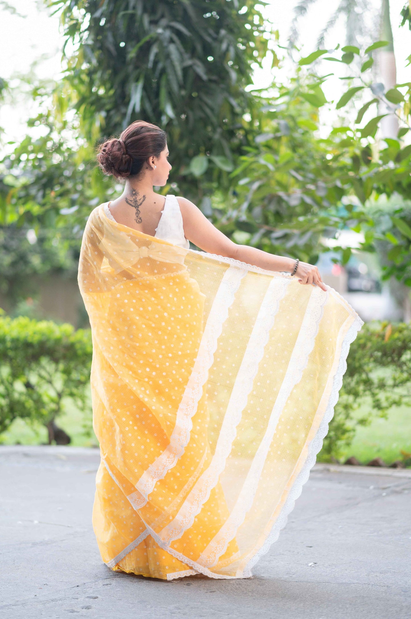 Bindu Re Bindu - Yellow Kota Doria saree