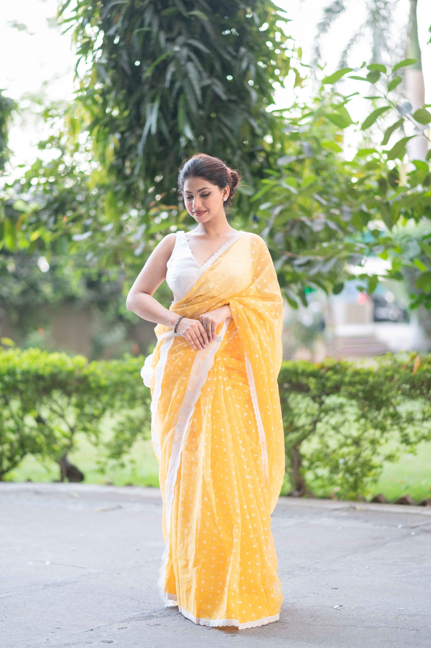 Bindu Re Bindu - Yellow Kota Doria saree
