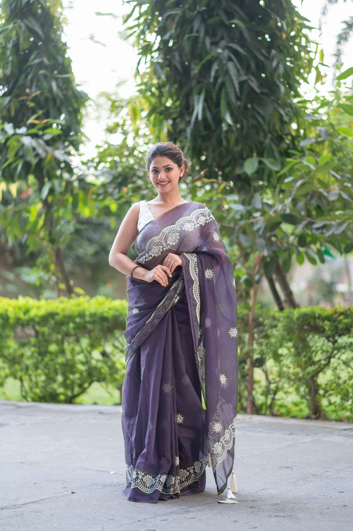 Lavender Lullaby- Kota Doria Saree