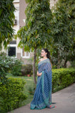 Cerulean Charm - Kota Doria Saree