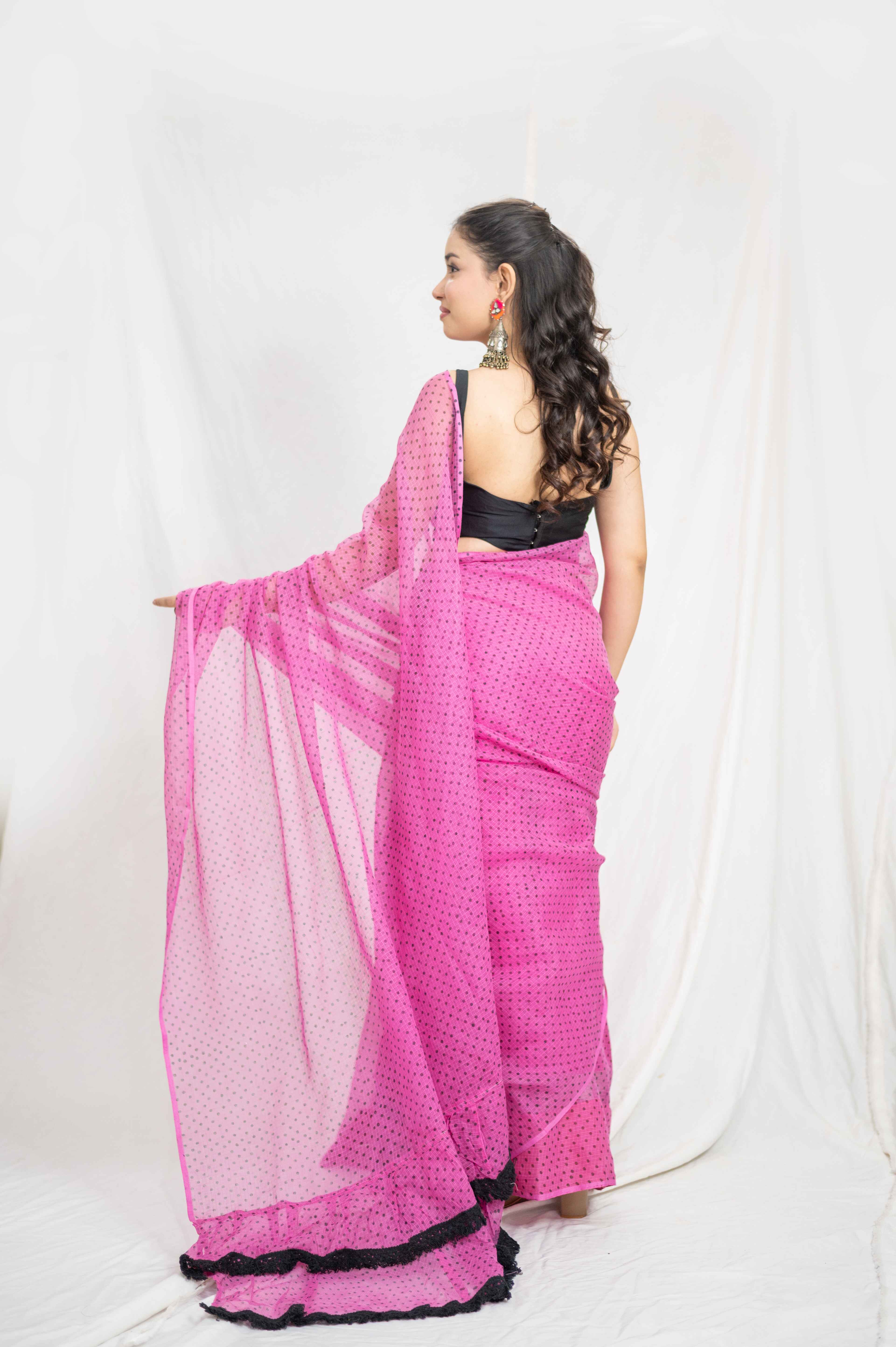 Bholi re Bindu - Pink Kota Doria Saree