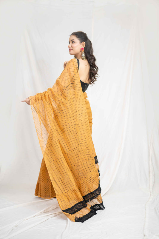 Bholi Re Bindu - Orange Kota Doria Saree