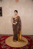Devangi- Brown Saree with hand embroidery