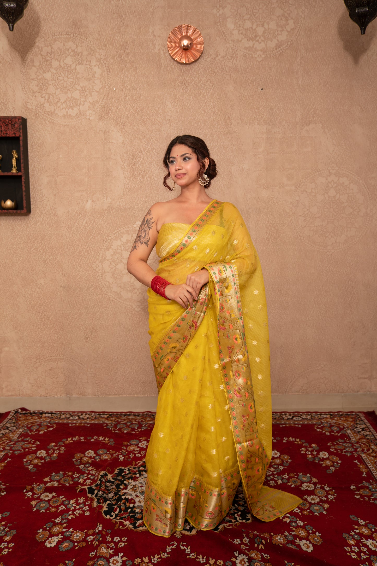 Diya- Yellow Kota Silk Saree