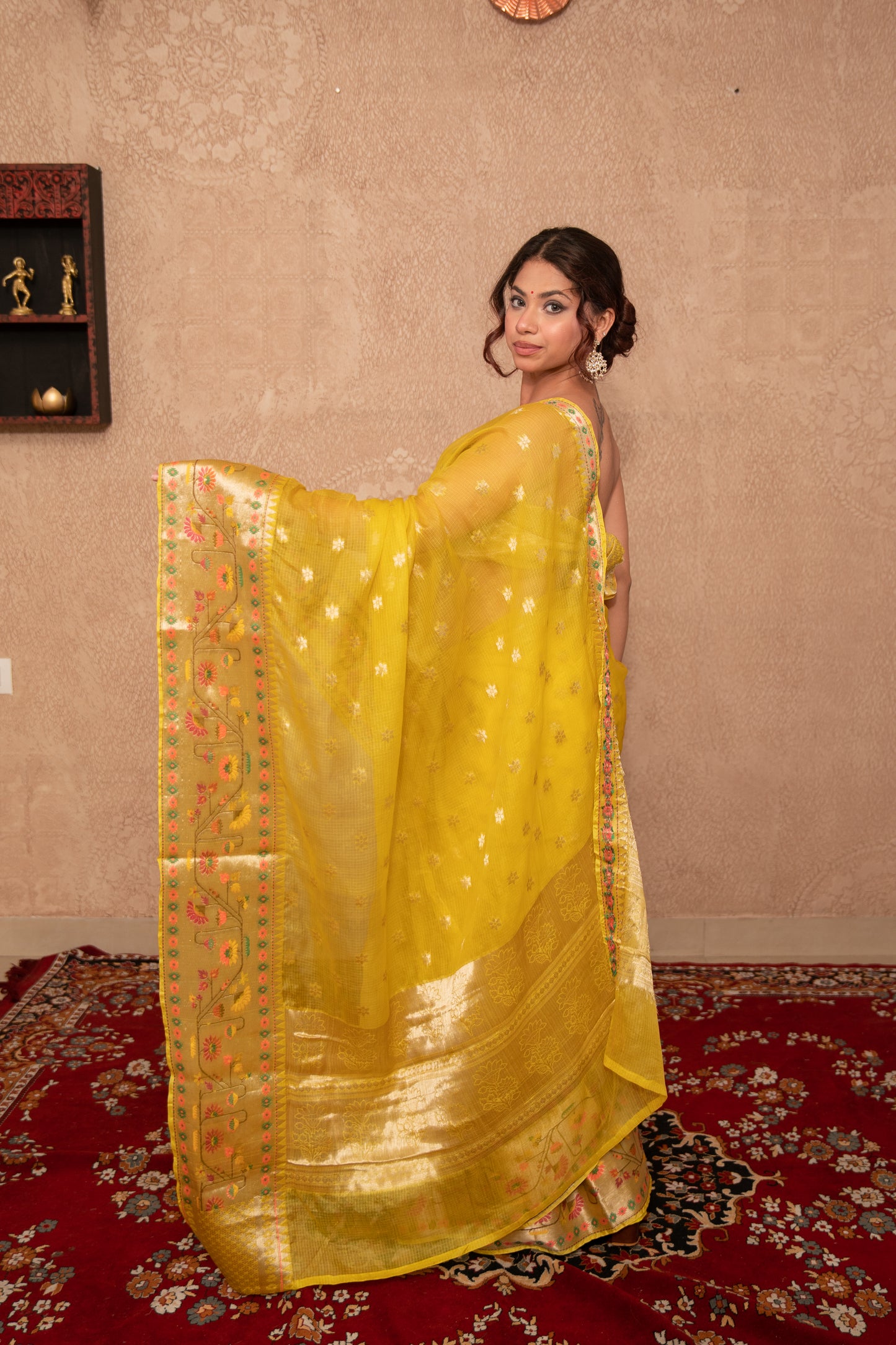 Diya- Yellow Kota Silk Saree