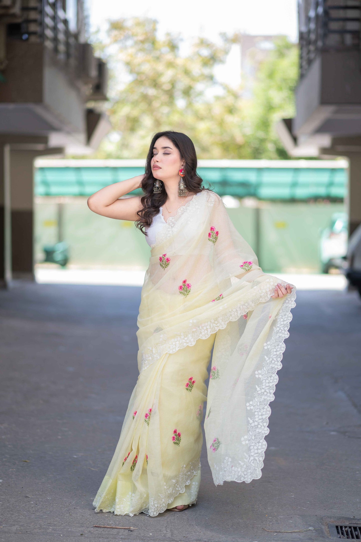 Golden Charm- Yellow Kota Doria Saree