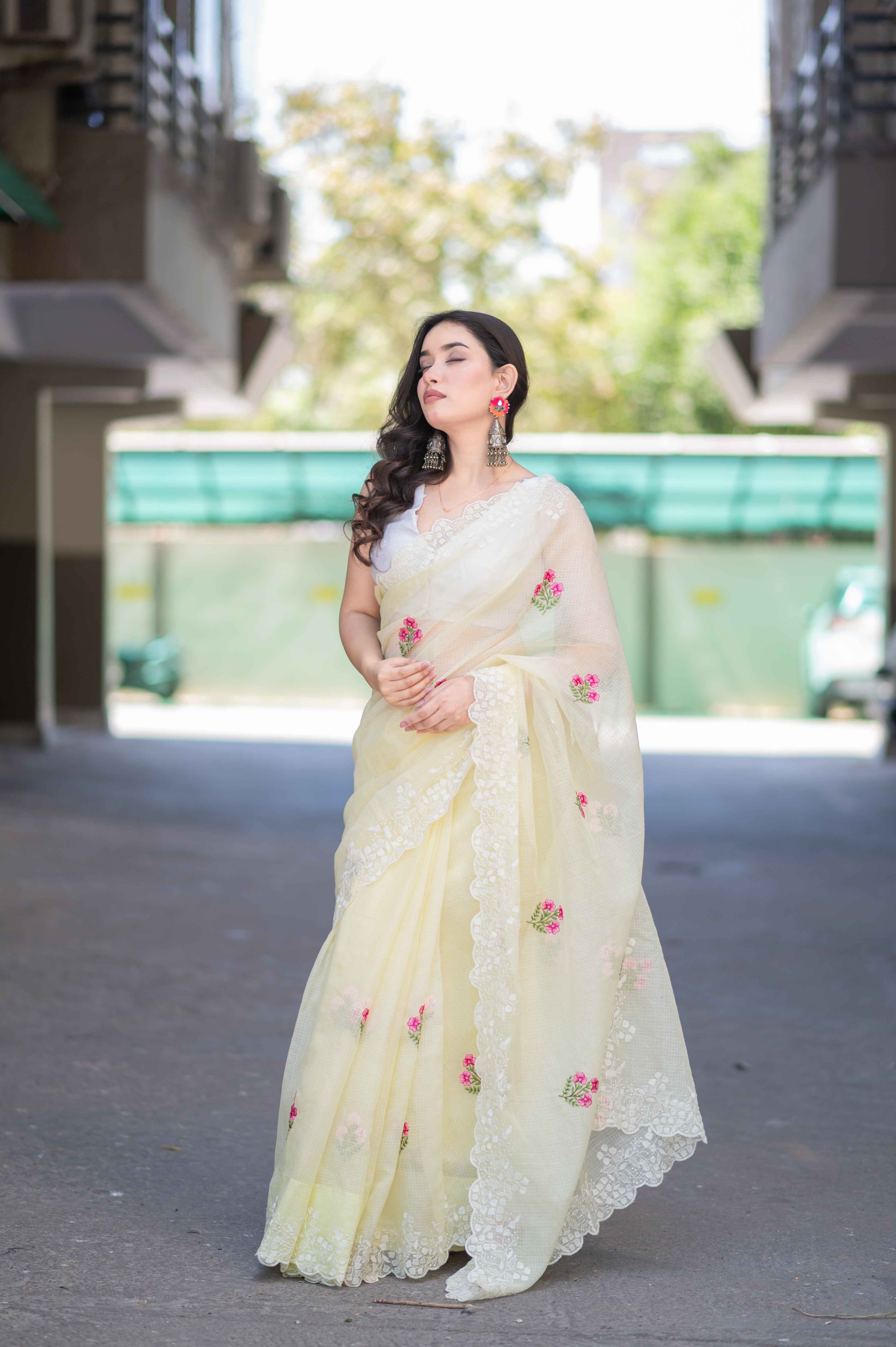 Golden Charm- Yellow Kota Doria Saree