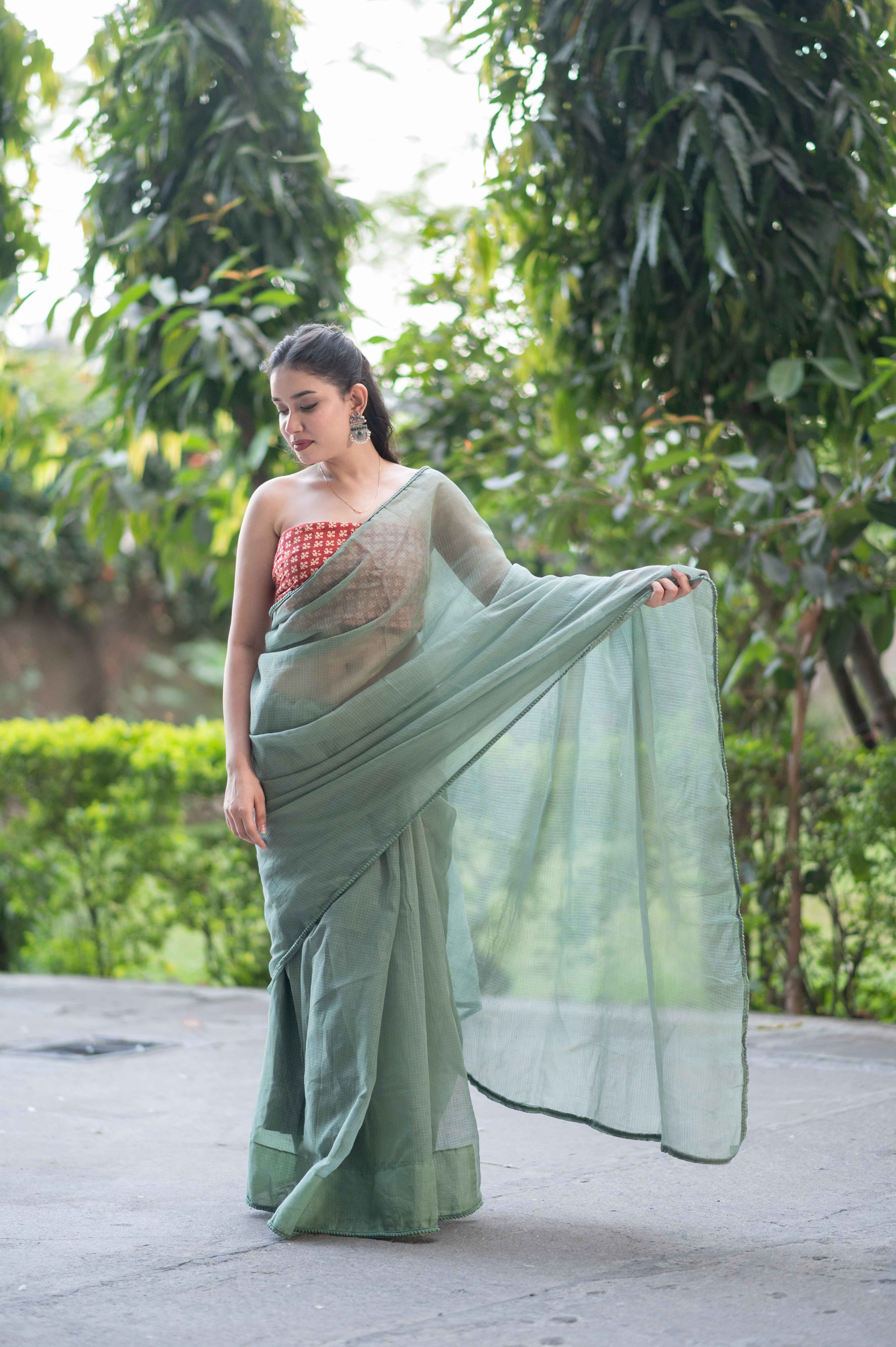 Green Lush- Kota Doria Saree