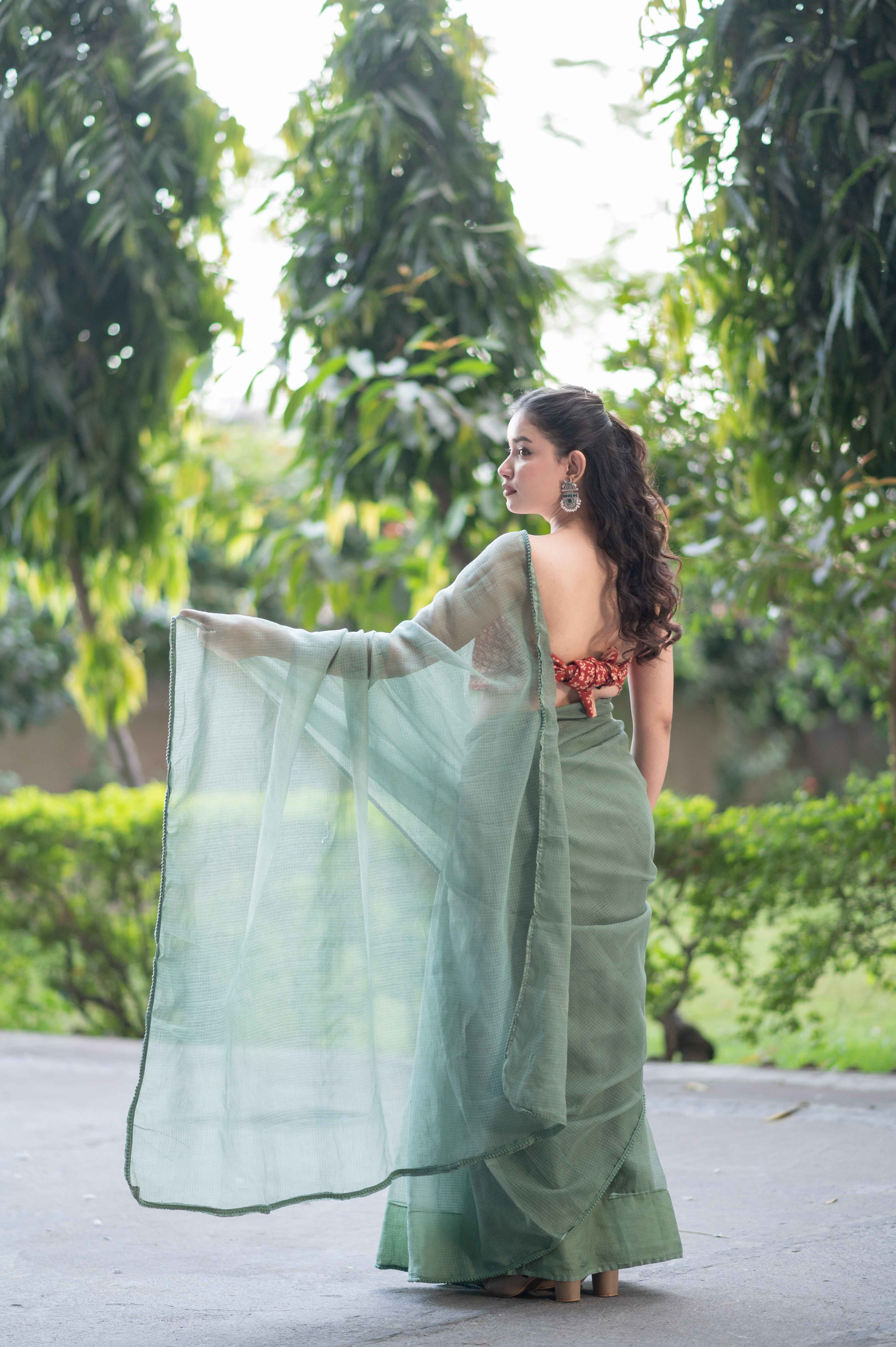 Green Lush- Kota Doria Saree