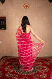 Gulsheen- Pink Leheriya Kota Silk saree