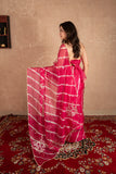 Gulsheen- Pink Leheriya Kota Silk saree