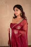 Heer - Maroon Buti work kota silks saree