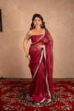 Heer - Maroon Buti work kota silks saree