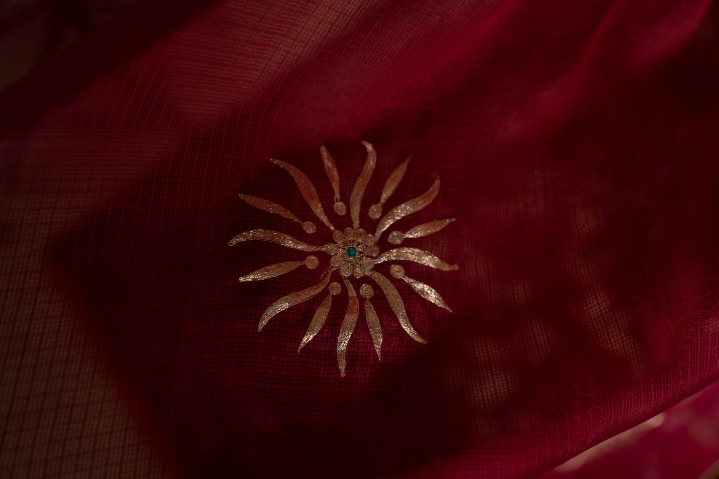 Heer - Maroon Buti work kota silks saree