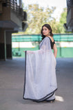 Ivory Speck - White Saree with Black Dots