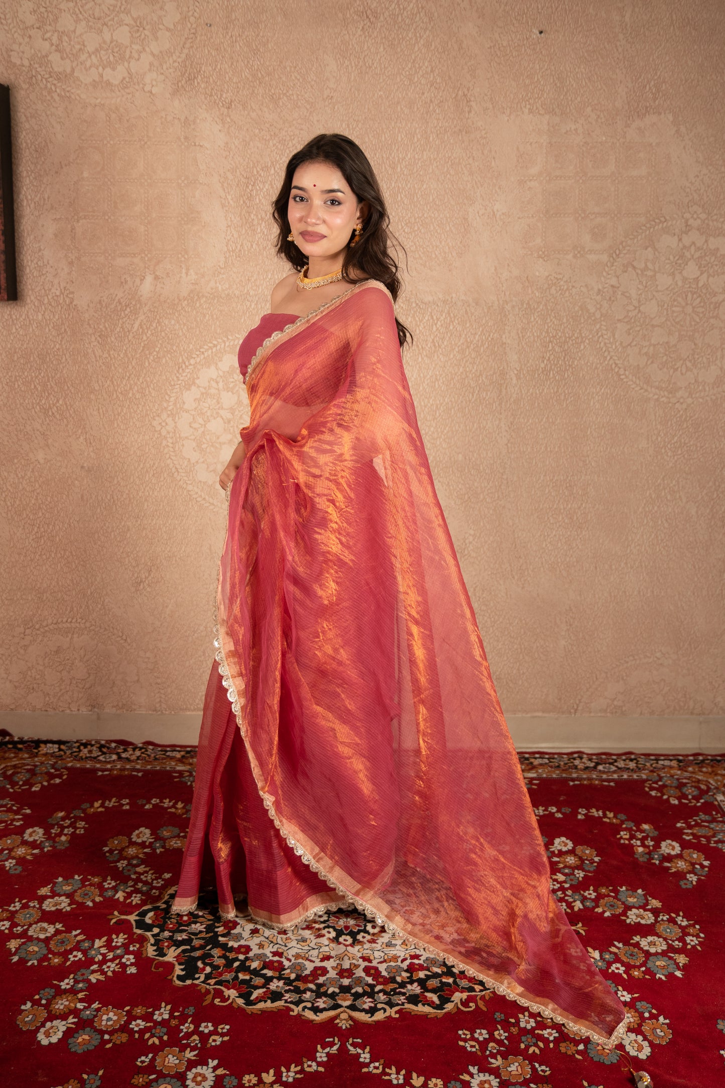 Ila- Pink Kota Tissue Saree