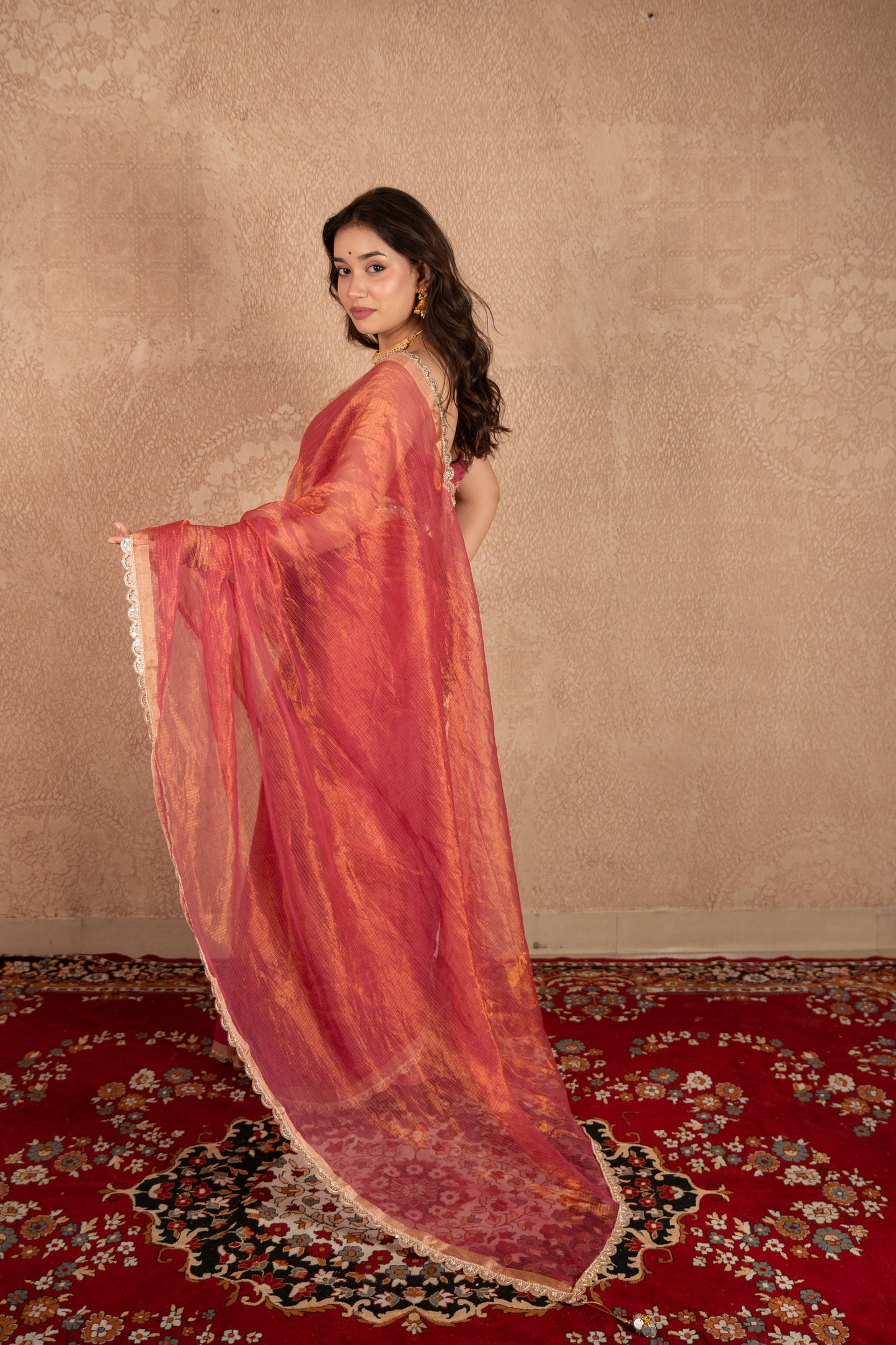 Ila- Pink Kota Tissue Saree