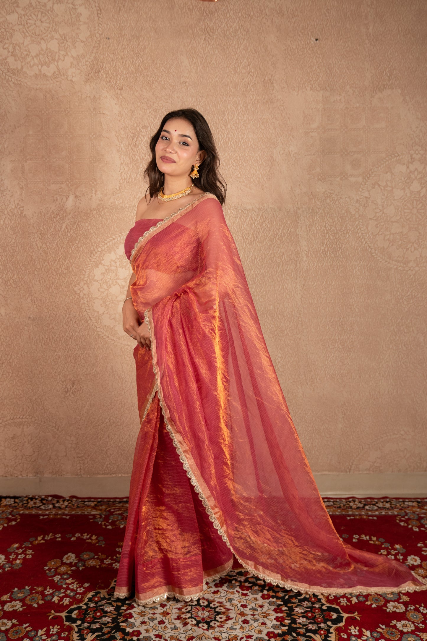 Ila- Pink Kota Tissue Saree