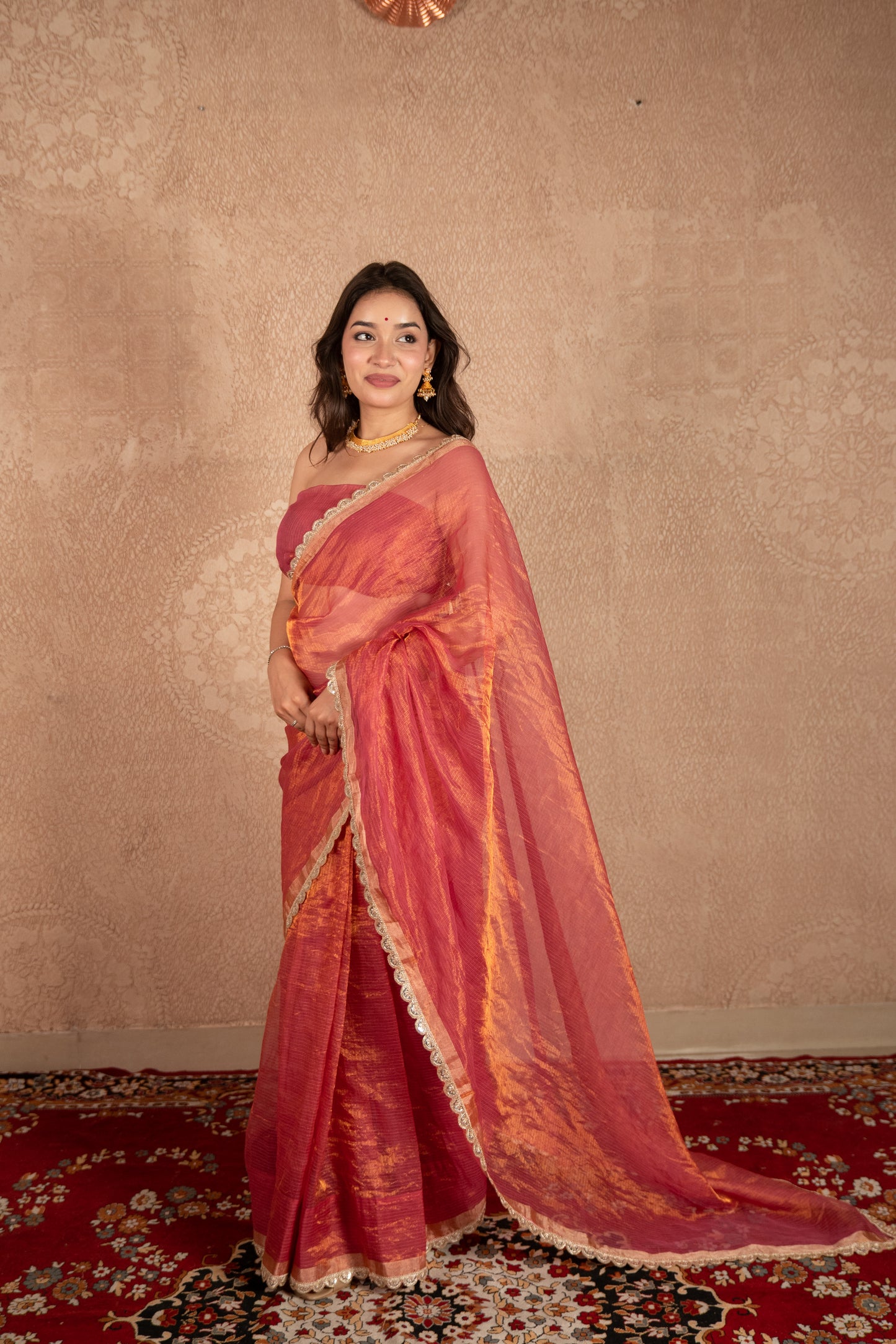 Ila- Pink Kota Tissue Saree