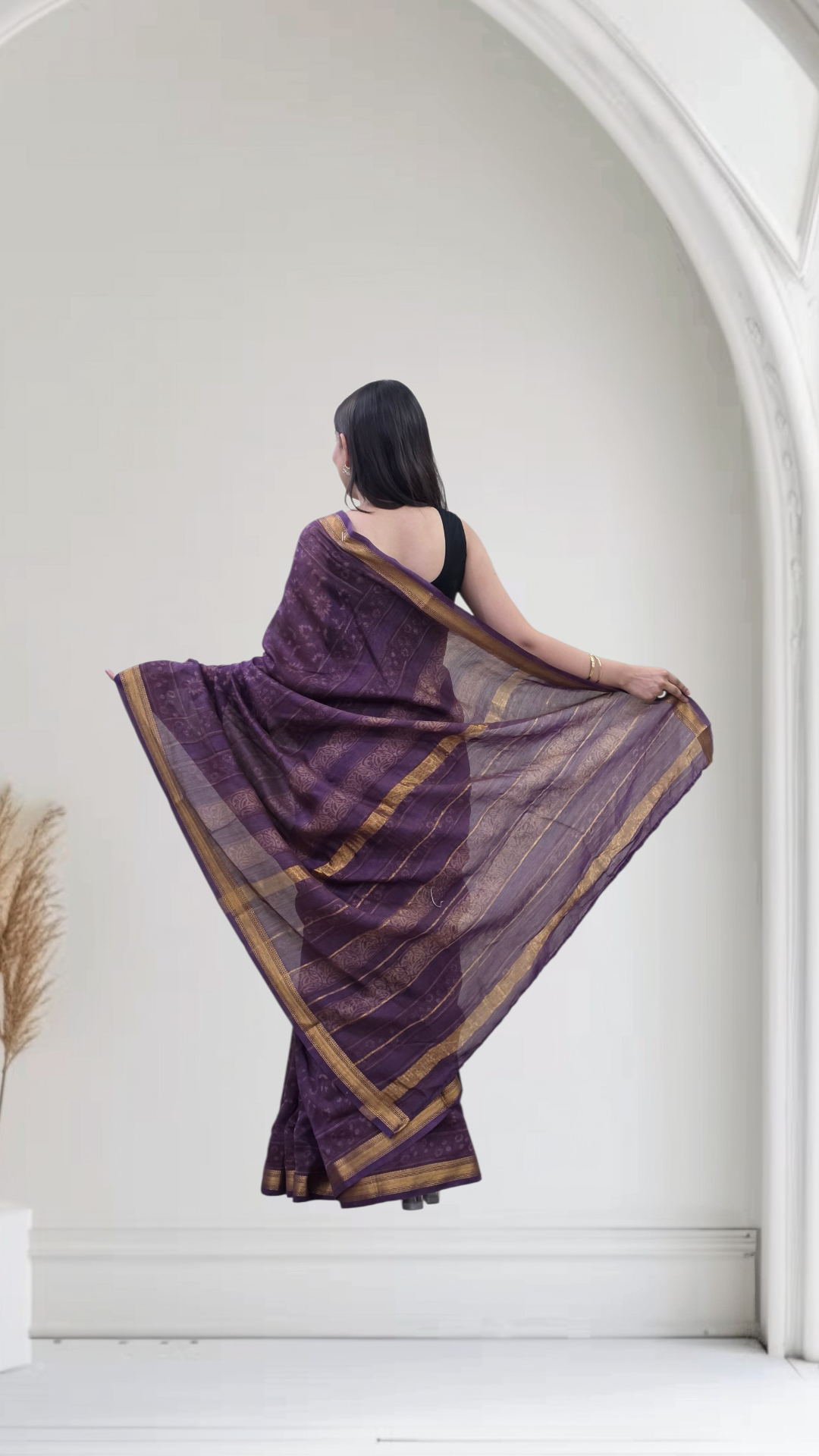 Indu - Purple Maheshwari Silk Saree