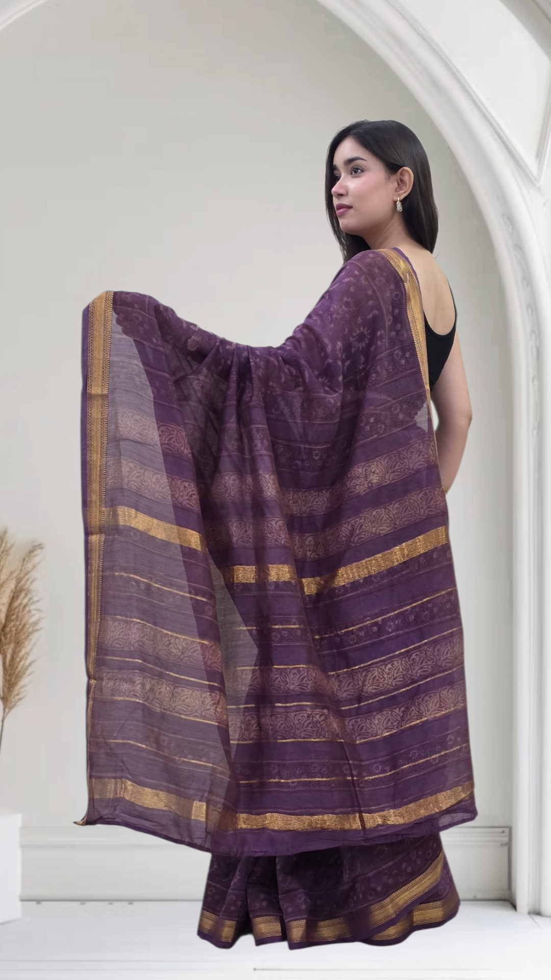 Indu - Purple Maheshwari Silk Saree