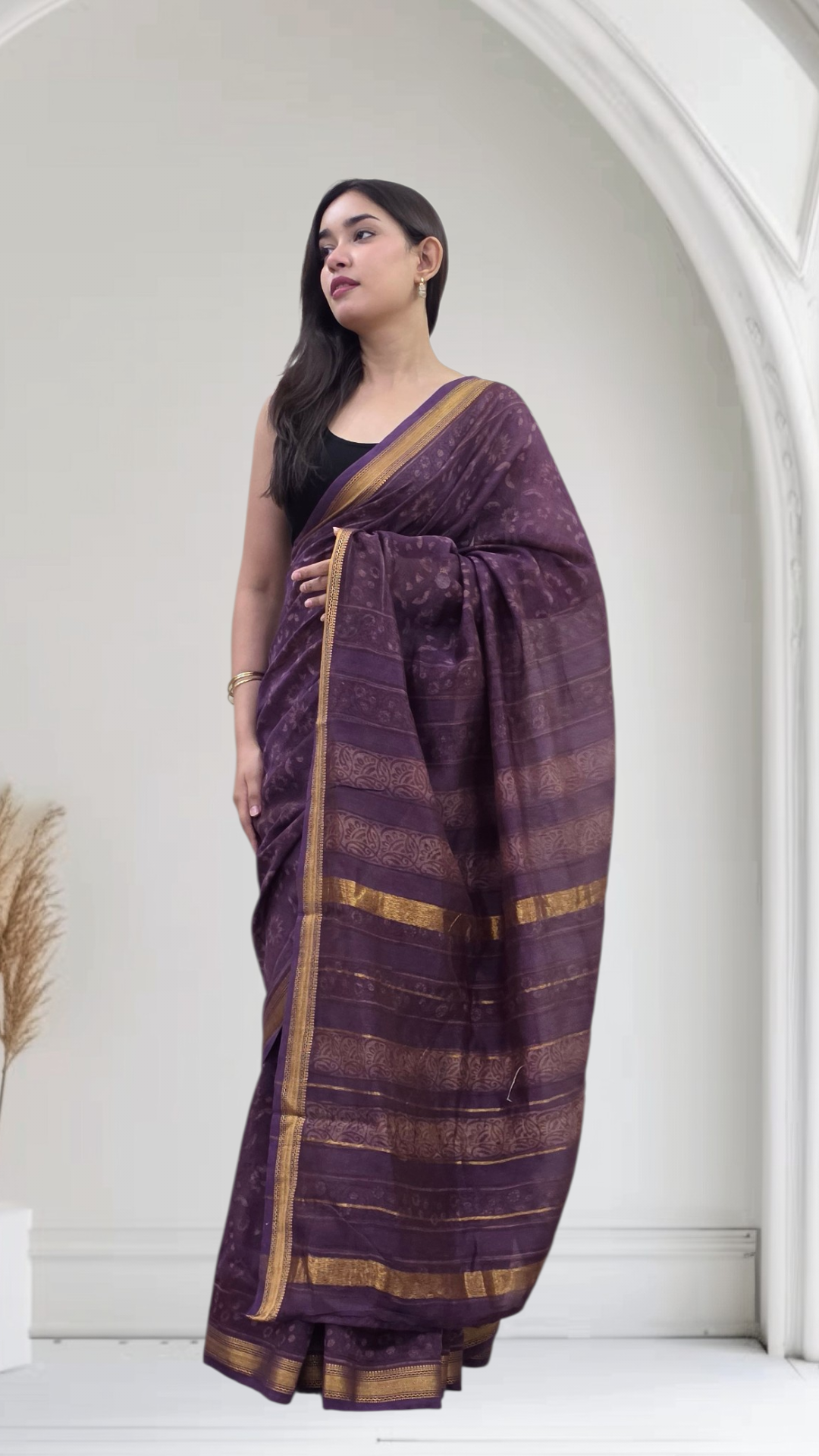Indu - Purple Maheshwari Silk Saree