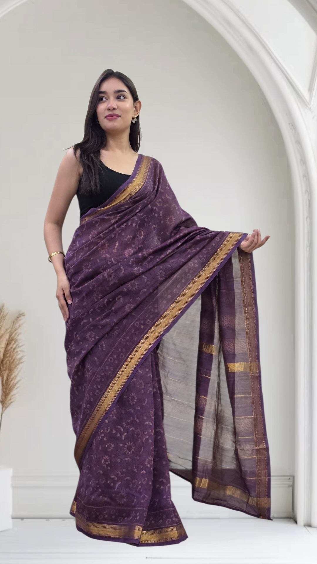 Indu - Purple Maheshwari Silk Saree