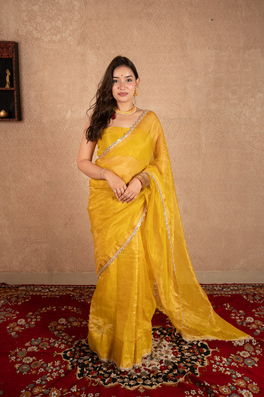 Ira- Yellow Kota Tissue Saree