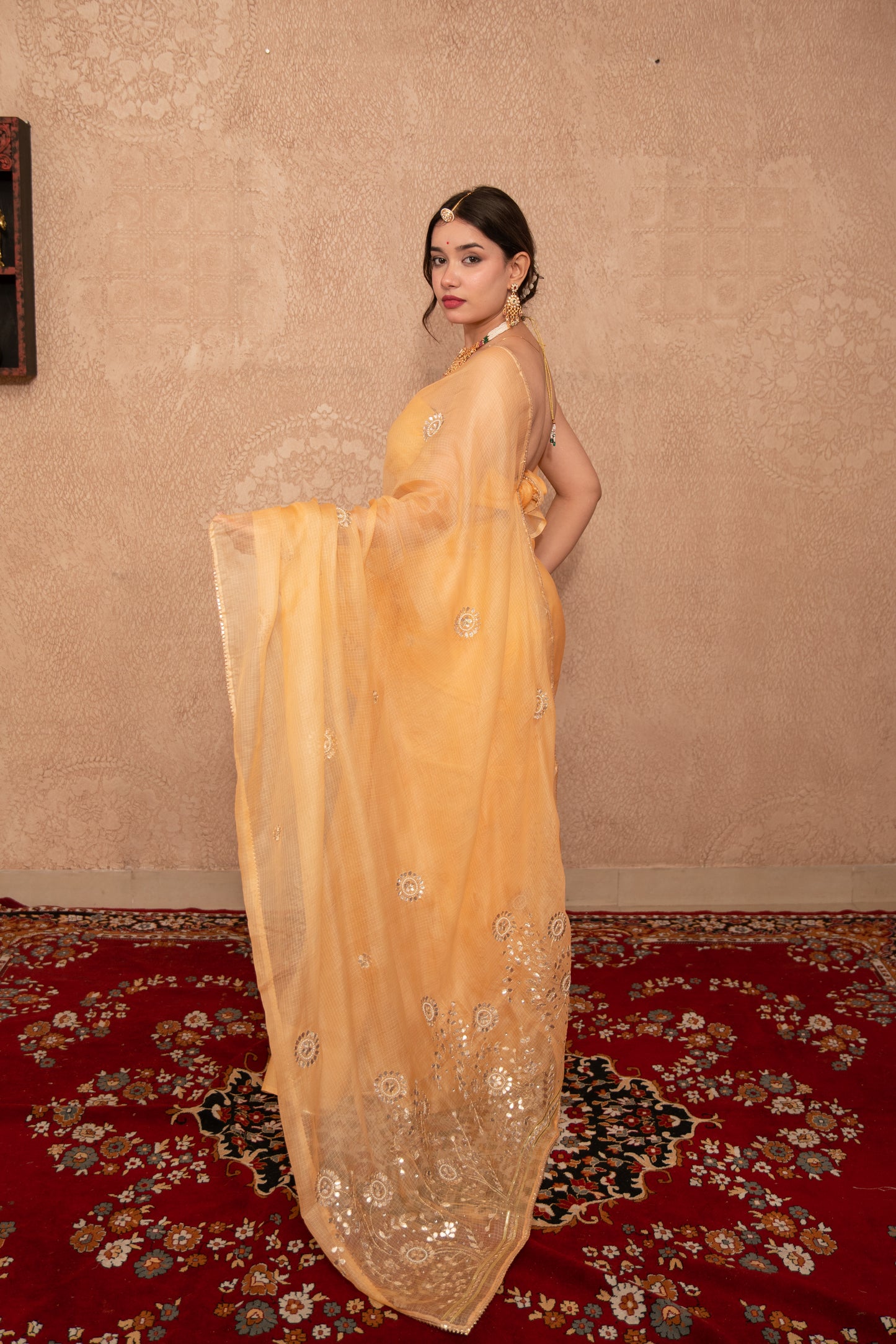 Jashnavi- Orange Gota Jaal Saree